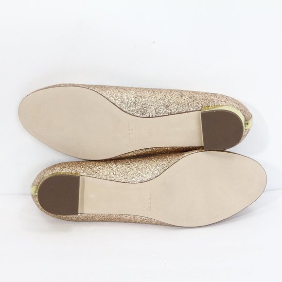 J Crew Janey Glitter Ballet Flats sz 9 NEW Gold - Picture 7 of 8